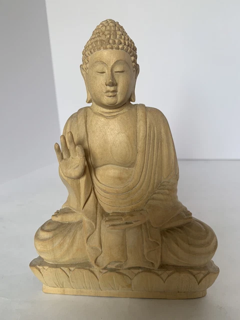 Buddha Statue Hand carved Wood Meditating Dhyana Pose 7 inch’s Tall