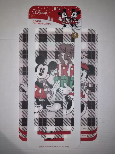 Paquete de 4 tablas de cortar flexibles navideñas de Disney Mickey & Minnie Mouse
