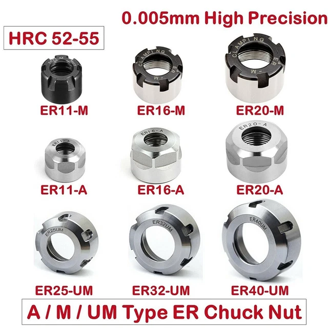 1*High Quality Collet ER 11/16/20/25/32/40 A/M/UM Clamping Nut Milling Chuck Cap