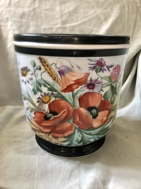 CACHE-POT ANCIEN / PORCELAINE de PARIS  fin XIXème début XXème décor  floral