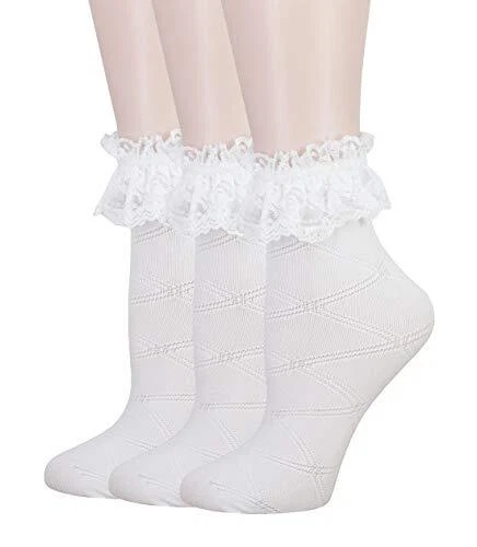 Women Ankle Socks, Women Lace Ruffle Frilly Ankle Socks Fashion Ladies Girl