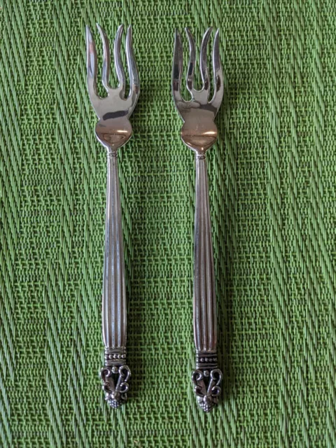 2 GODINGER Silverplate OLDE COPENHAGEN Cake Pastry Olive Pickle Oyster Fork