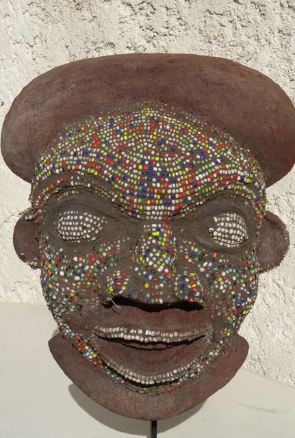 BAMOUN Beaded Helmet Mask Cameroon African Art