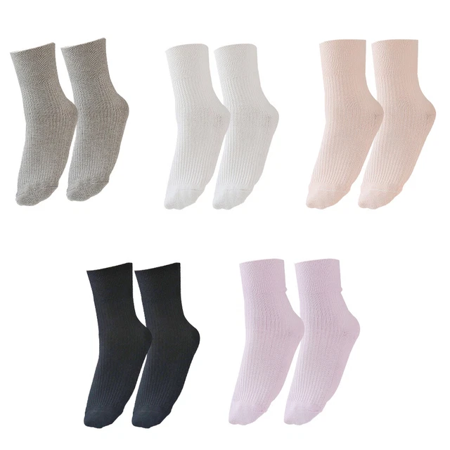 5 Pairs non binding cotton crew socks Chaussettes D'allaitement Pour Diabétiques