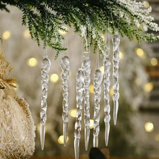 24pcs Glas Eiszapfen Ornamente-Winterdekorationen Für Weihnachtsbaum 13 * 1cm