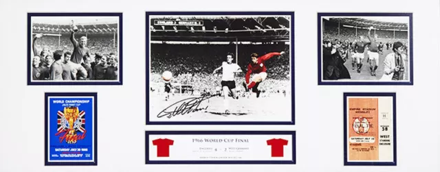 GEOFF HURST SIGNED ENGLAND 1966 WORLD CUP FINAL FOOTBALL 30"x12" PHOTO COA PROOF