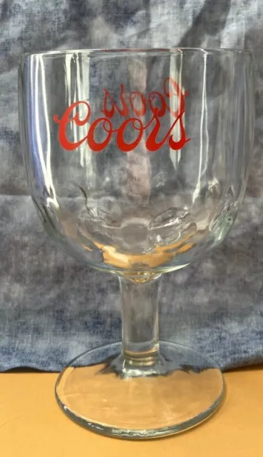 Vintage Coors Thumbprint design Goblet Glass Thick Heavy Glass Beer Chalice 16oz