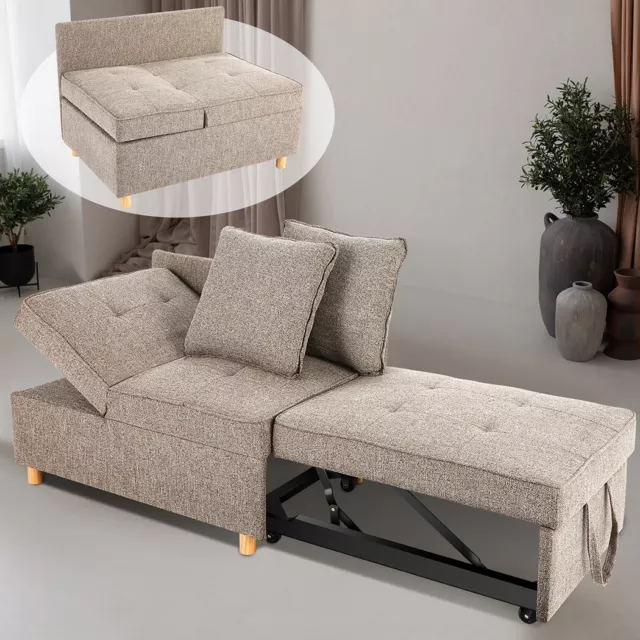 Verstellbares Schlafsofa Klappsofa mit Schlaffunktion 3-Sitzer Sofa mit 2 Kissen