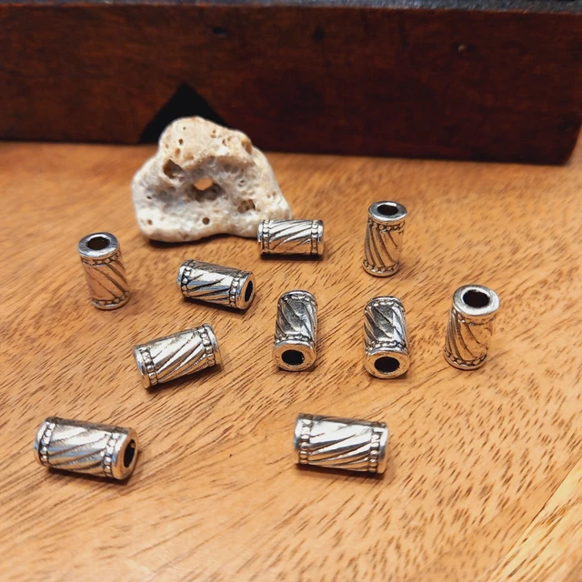 10 Spacer Perlen Zwischen Perlen Schmuck DIY Basteln silberfarben Röhre (8)