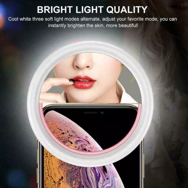 3 Modes Selfie LED Ring Fill Light Camera Rechargeable for iPhone Android Phone