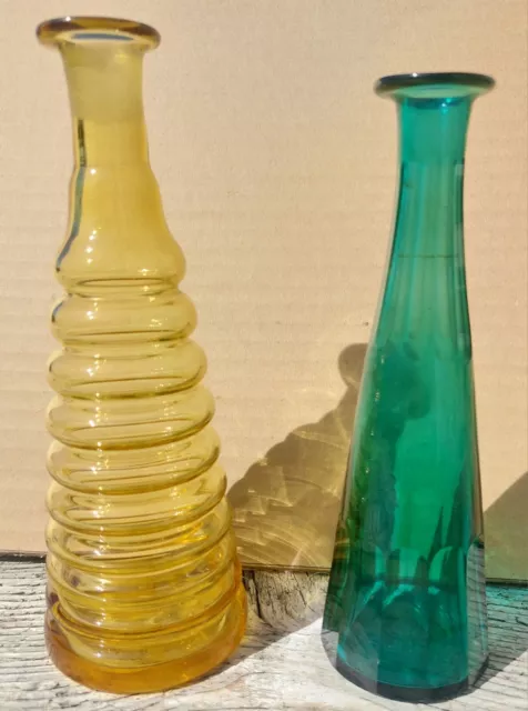 DEUX ANCIENNES TOPETTES a DOSE ABSINTHE VERRE SOUFFLE en COULEUR 1900 BISTROT