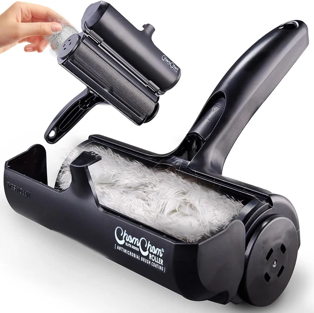 Chom Chom Roller Pet Hair Remover and Reusable Lint Roller - Black Chomchom Cat