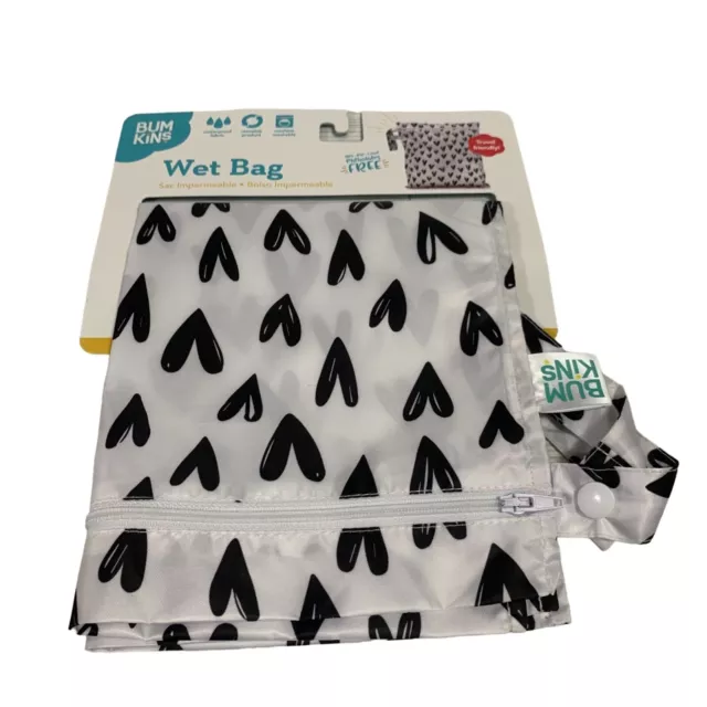 Bumkins Baby Wet Bag White Black Hearts New With Tag