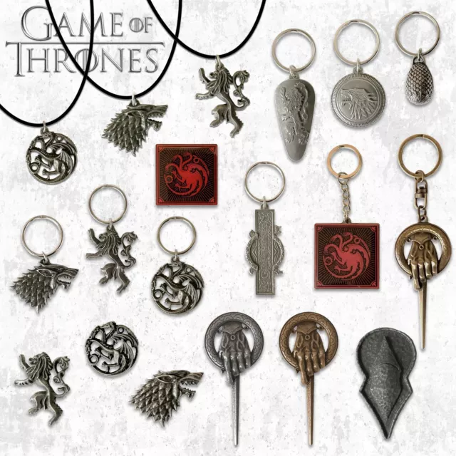 Official Game Of Thrones Metal Keyring Pin Badge Lannister Stark Targaryen GoT