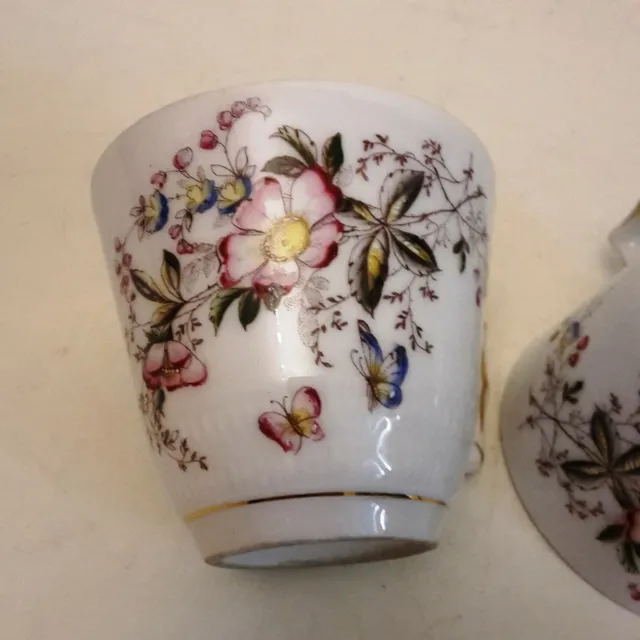 zwei wunderschöne antike KPM Tassen Handmalerei Top Blumen Schmetterlinge Design 2