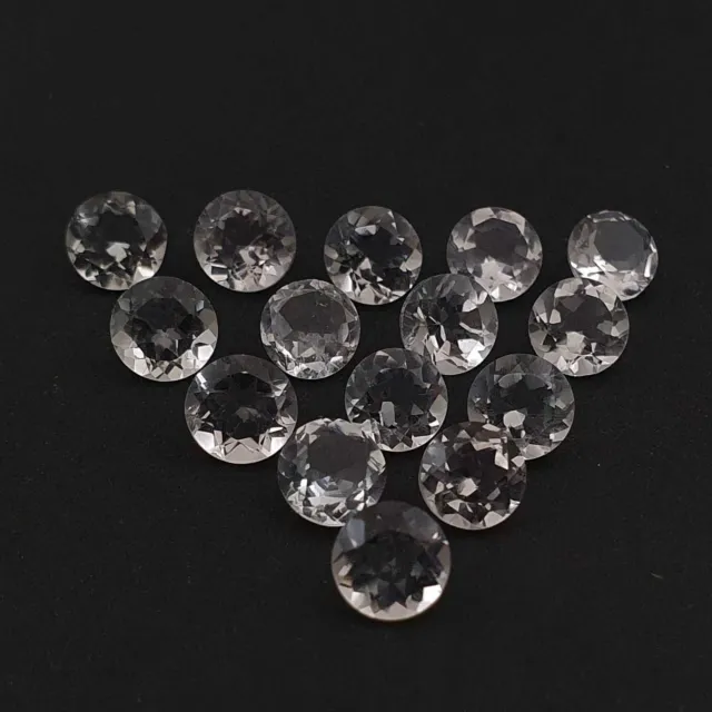 Natural Crystal Quartz Round Checker Cut Loose Gemstone Lot 6 MM 97 CT 128 Pcs