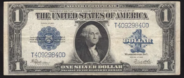 1923 $1 Silver Certificate *Horseblanket* Large Size Bill 2840.