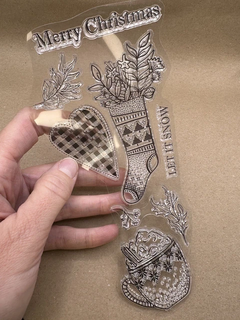 Weihnachten Gummistempel (kein Block) Sammelalbum Karte Herstellung gemütlich Strumpf Becher Stechpalme