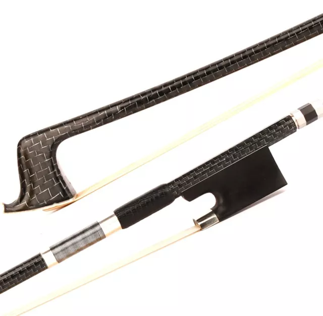 Pro Master Silver Braided Carbon Fiber Violin Bow 4/4 Ebony No Eye Frog Fast 61g