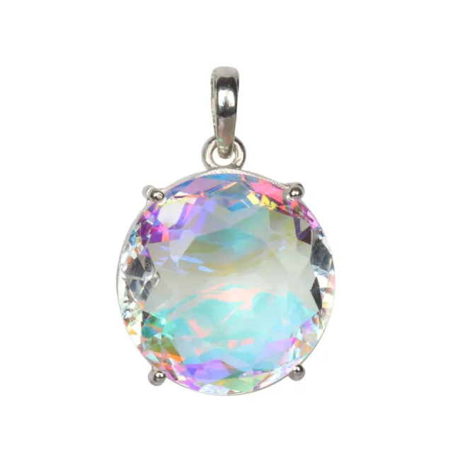 WOW! 130ct Round Cut Mystic Topaz Gem Pendant 925 Silver Jewelry For Birthday