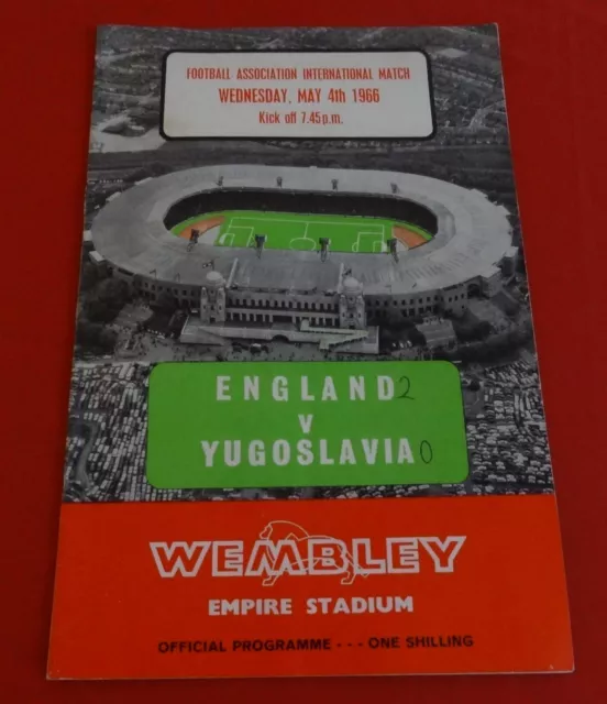 England versus Yugoslavia 1966 matchday programme