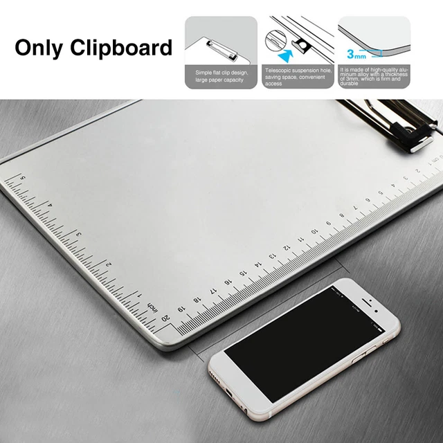 A5 Storage Writing Pad Book Portable Clipboard Folder Non Slip Aluminum Alloy