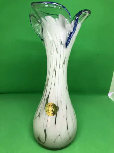 Beautiful Milk Glass Vase Hand Painted Germany
