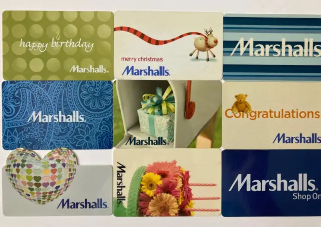 9 MARSHALLS DEPARTMENT Store Gift Card Collectible Cards Lot Set $9.95 ...