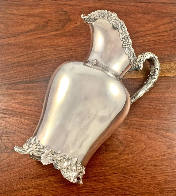 Colossal Theodore Starr Sterling Silver 5 Pint Pitcher Naturalistic Grape & Vine