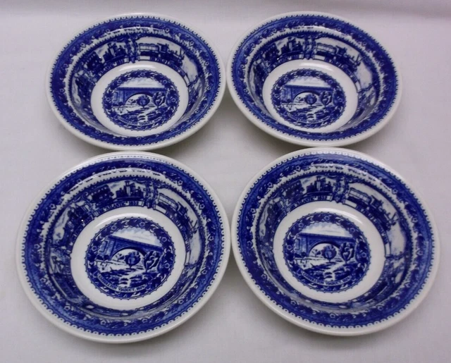 B&O Baltimore & Ohio Railroad Rimmed Soup Bowls Group of 4 Shenango China