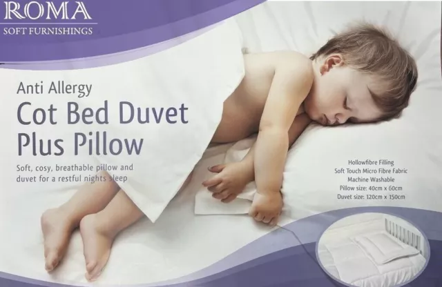 Cot Bed Duvet Set Microfiber Cover & Pillow Soft Touch Hollow Fiber Filling
