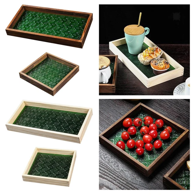 Plateau De Service En Marqueterie Sous Verre, Style Spindler – Années 1950, Bois