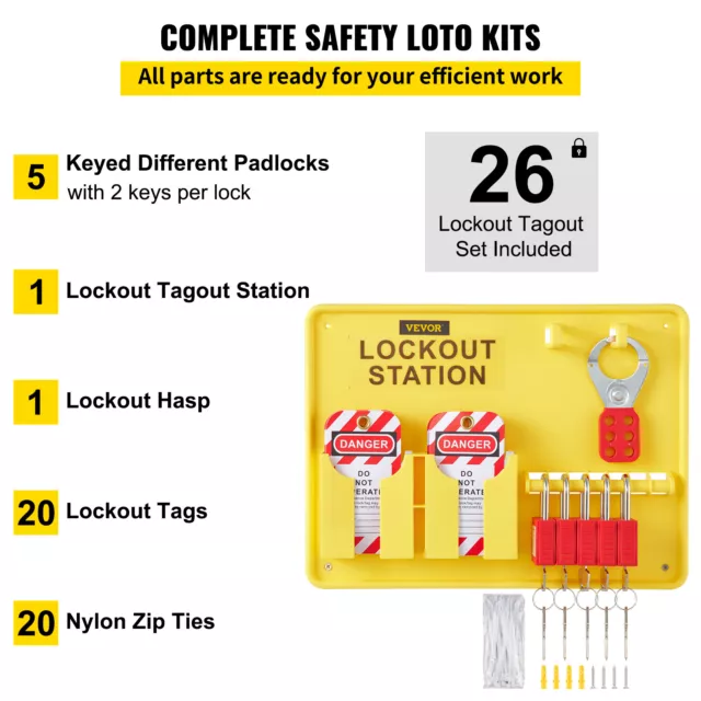 VEVOR 26 PCS Lockout Tagout Kits Electrical Loto Kit for Electrical Risk Removal 3