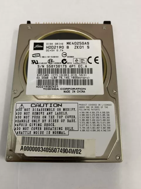 faulty hitachi 40gb ide 2.5” hard drive