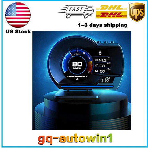 Car GPS Multi-function Gauge Head-Up Display HUD Speedometer RPM Oil Temp OBD2