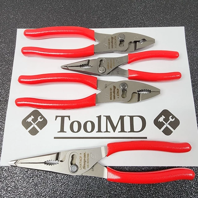 SNAPON TOOLS USA NEW 4pc RED 7"/8"/9" Soft Grip Slip Joint Pliers Set