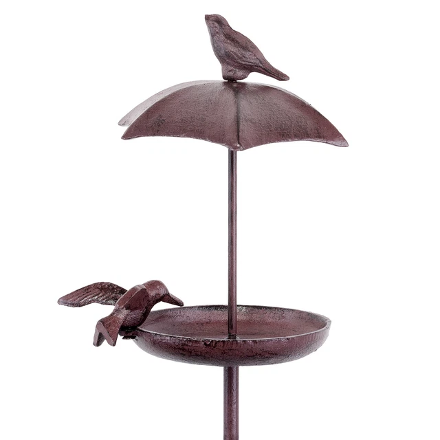 Vogeltränke Gusseisen Frostsicher Metall Stab Vogel Tränke Stehend Vogelbad 95cm