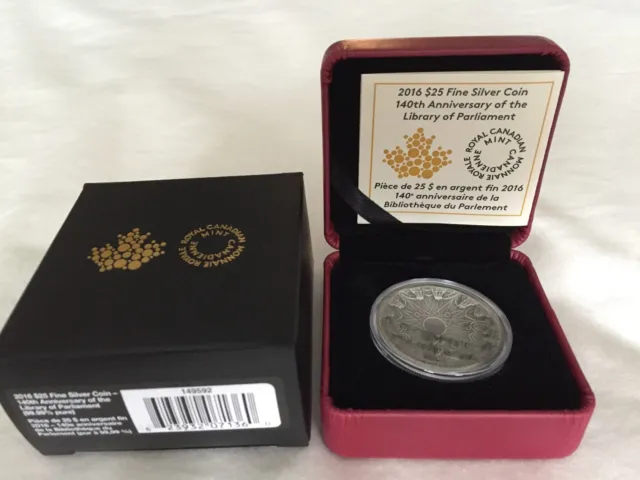 Fine Silver Coin – 140th Yr of the Library of Parliament – Mintage: 6,000 (2016)