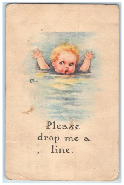c1910's Drowning Baby Morbid Humor Aberdeen South Dakota SD Antique Postcard