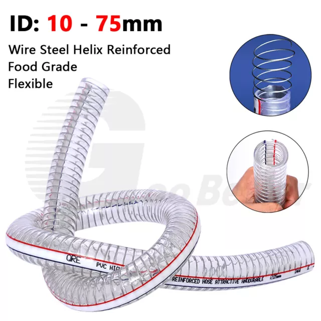 Food Grade Wire Reinforced Clear PVC Braided Hose Pipe Heavy Duty Air Water Fuel