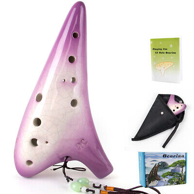 Ocarina 12 Hole Alto C with Song Book Display Stand Neck String Neck Cord