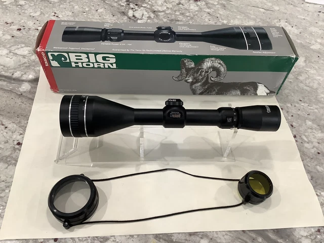 Vintage TASCO BIG HORN 2.5-10x50mm AO Rifle Scope,1”,Plex,Matte,Japan made,RARE.