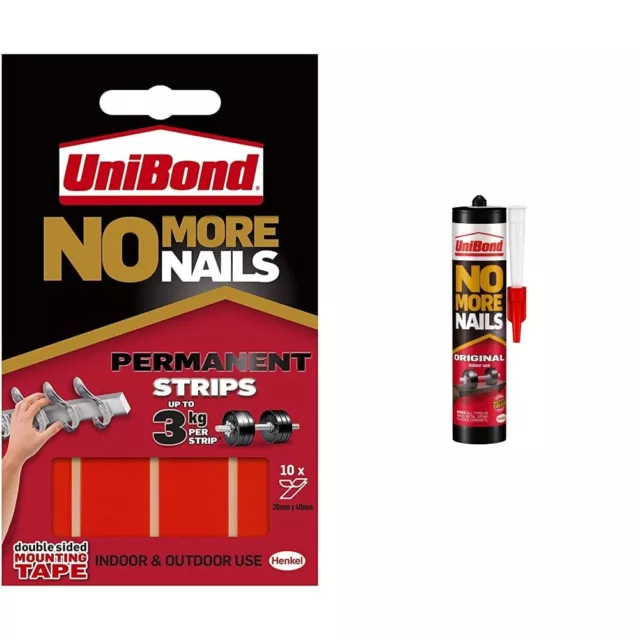 Unibond No More Nails Permanent Strips, Adhesive Strips for Fast & Easy Mounting