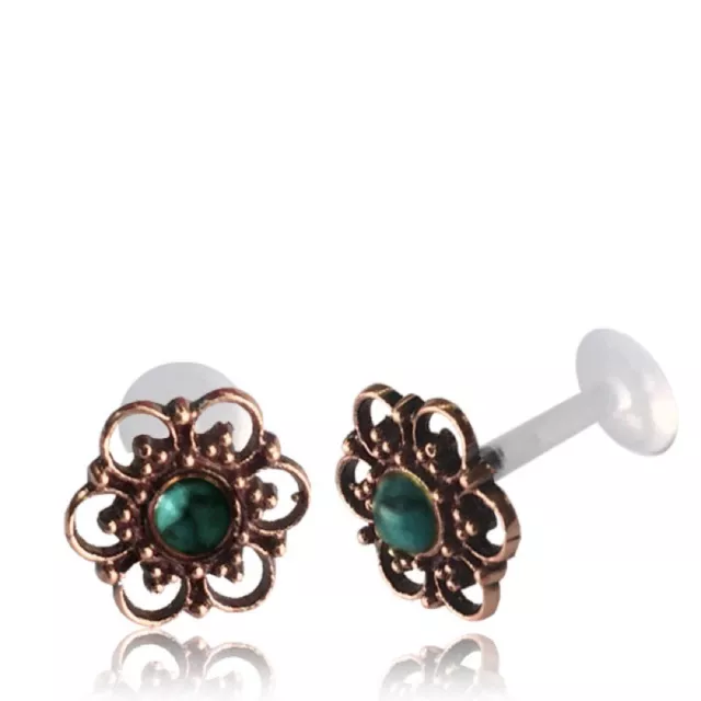 Labret Tragus Mandala Faux Turquoise Lip Nose Ring Earrings Bioplast Ear Stud