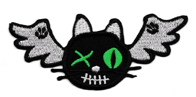 écusson patche patch chat volant couture broderie hotfix thermocollant