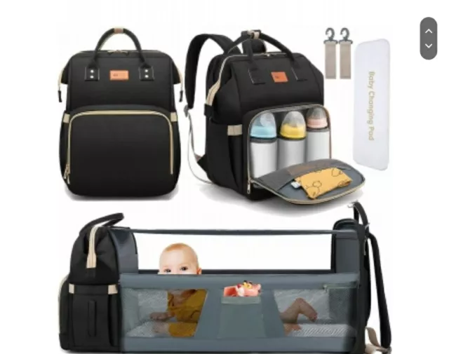 Baby Diaper Bag Backpack With Changing STATION BLACK