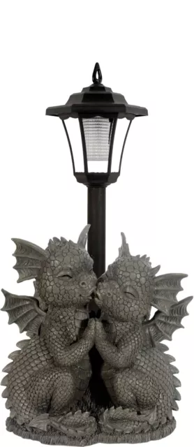 Gartenfigur Gartendrachen "Loving Dragons" mit Solarlampe Drache