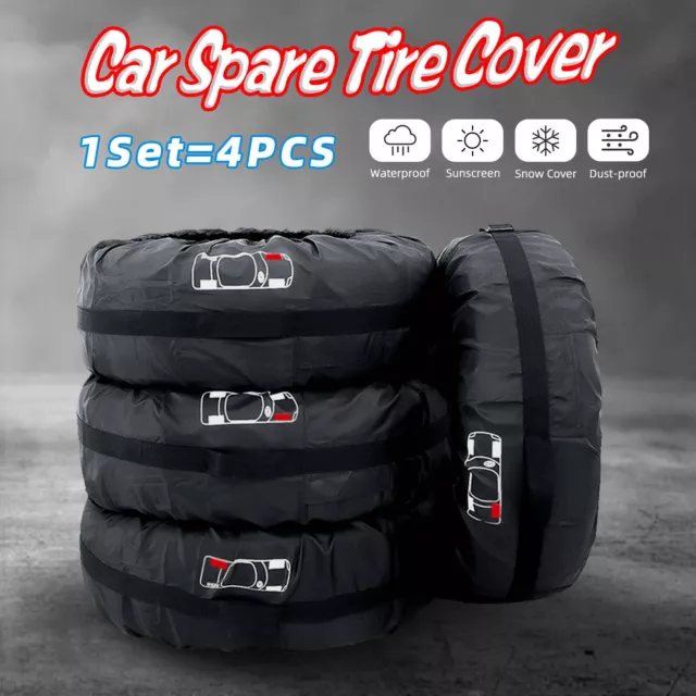 Car Spare Tire Storage Protection Bag 19"-23" Wheel Tyre Carry Tote Cover 4 Pcs