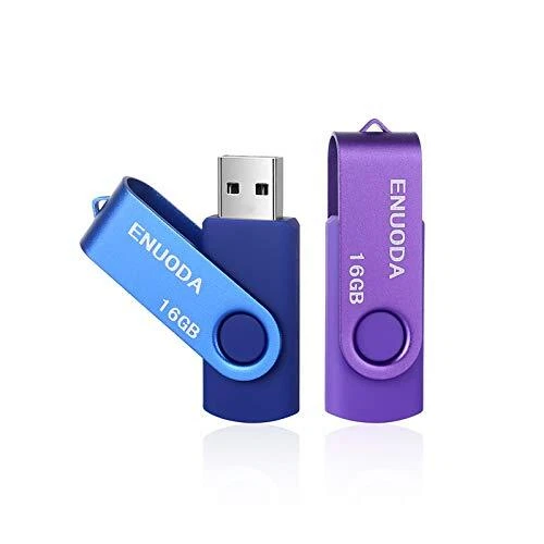 Lot de 2 Clé USB 16 Go ENUODA USB 2.0 Flash Drive Stockage Rotation Disque Mé...