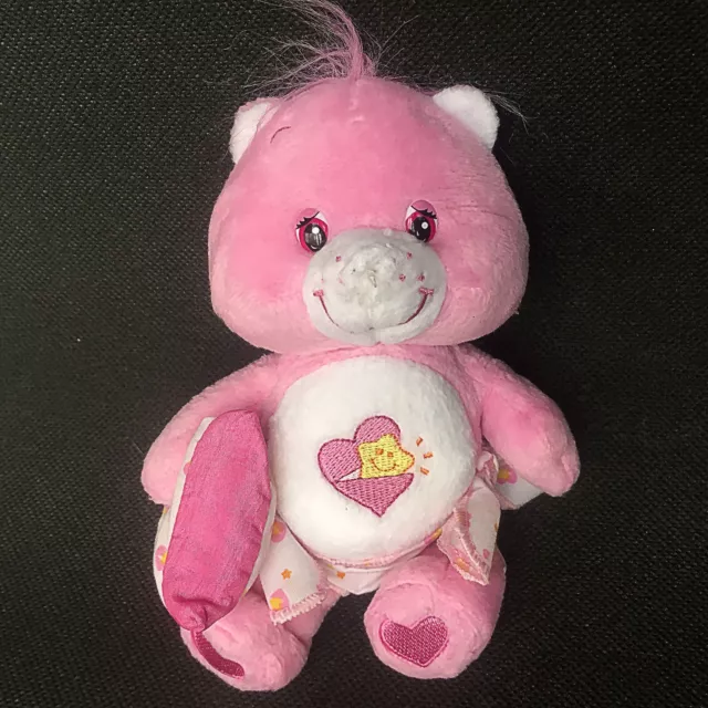 Care Bears Collectors Edition Baby Hugs Bear Pink With Pillow 7.5" Vintage 2003